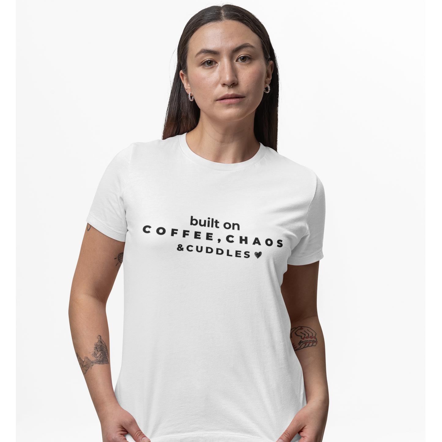 Built on Coffee, Chaos & Cuddles Shirt | Funny Mom Life Tee | Cute Gift for Moms | Soft Graphic T-Shirt