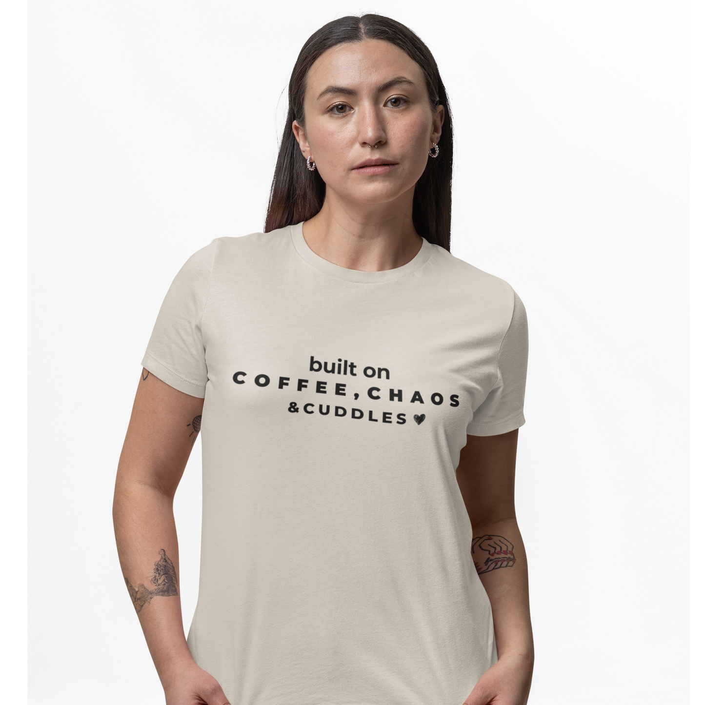 Built on Coffee, Chaos & Cuddles Shirt | Funny Mom Life Tee | Cute Gift for Moms | Soft Graphic T-Shirt