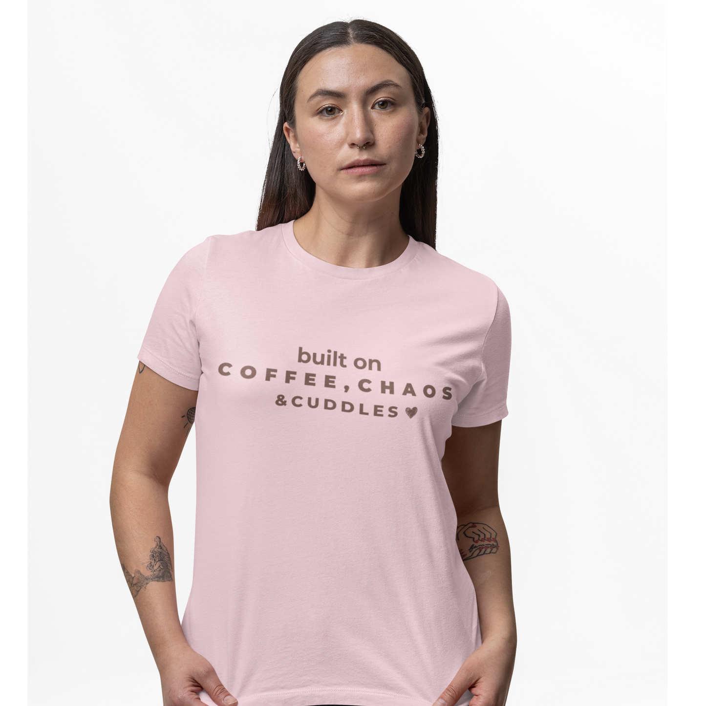 Built on Coffee, Chaos & Cuddles Shirt | Funny Mom Life Tee | Cute Gift for Moms | Soft Graphic T-Shirt