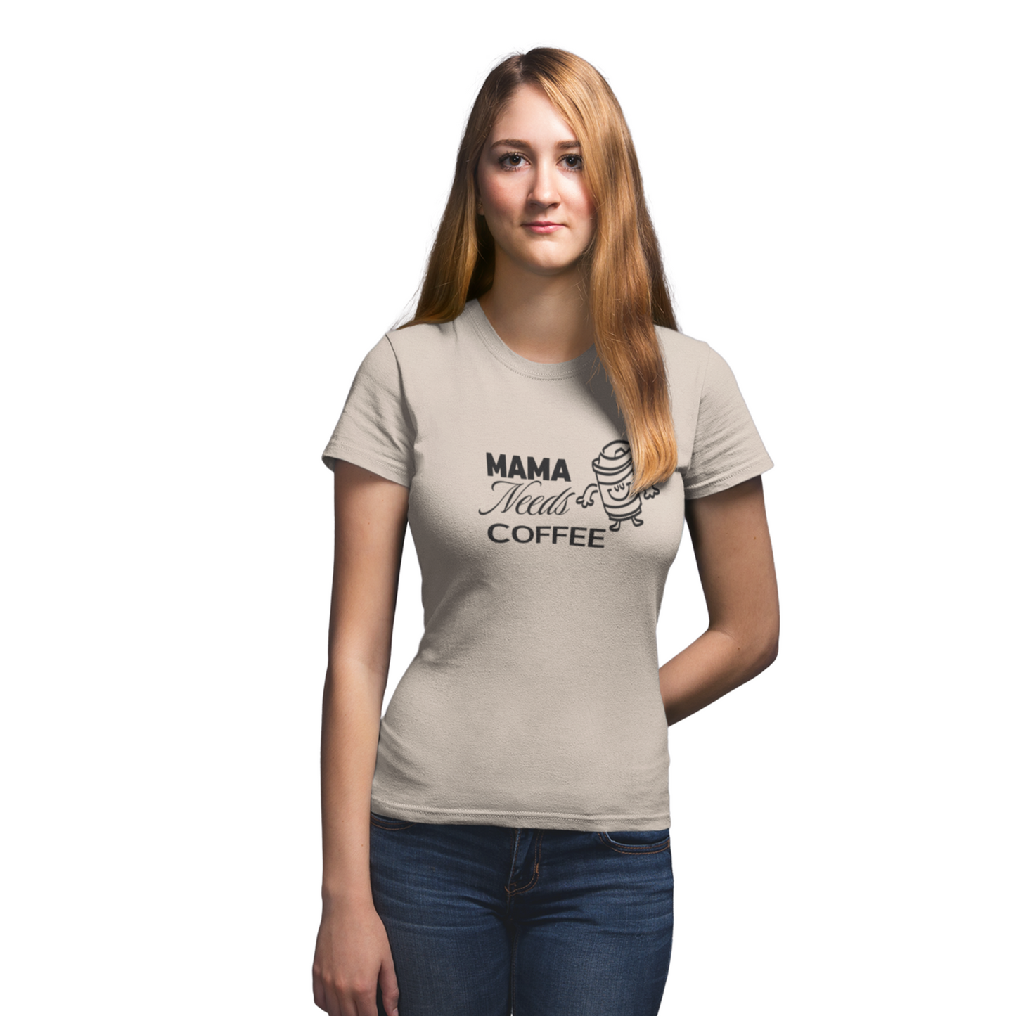 Mama Needs Coffee Women's Graphic T-Shirt | Funny Mom Coffee Lover Tee