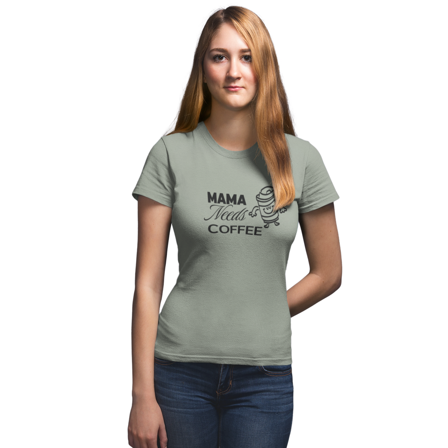 Mama Needs Coffee Women's Graphic T-Shirt | Funny Mom Coffee Lover Tee