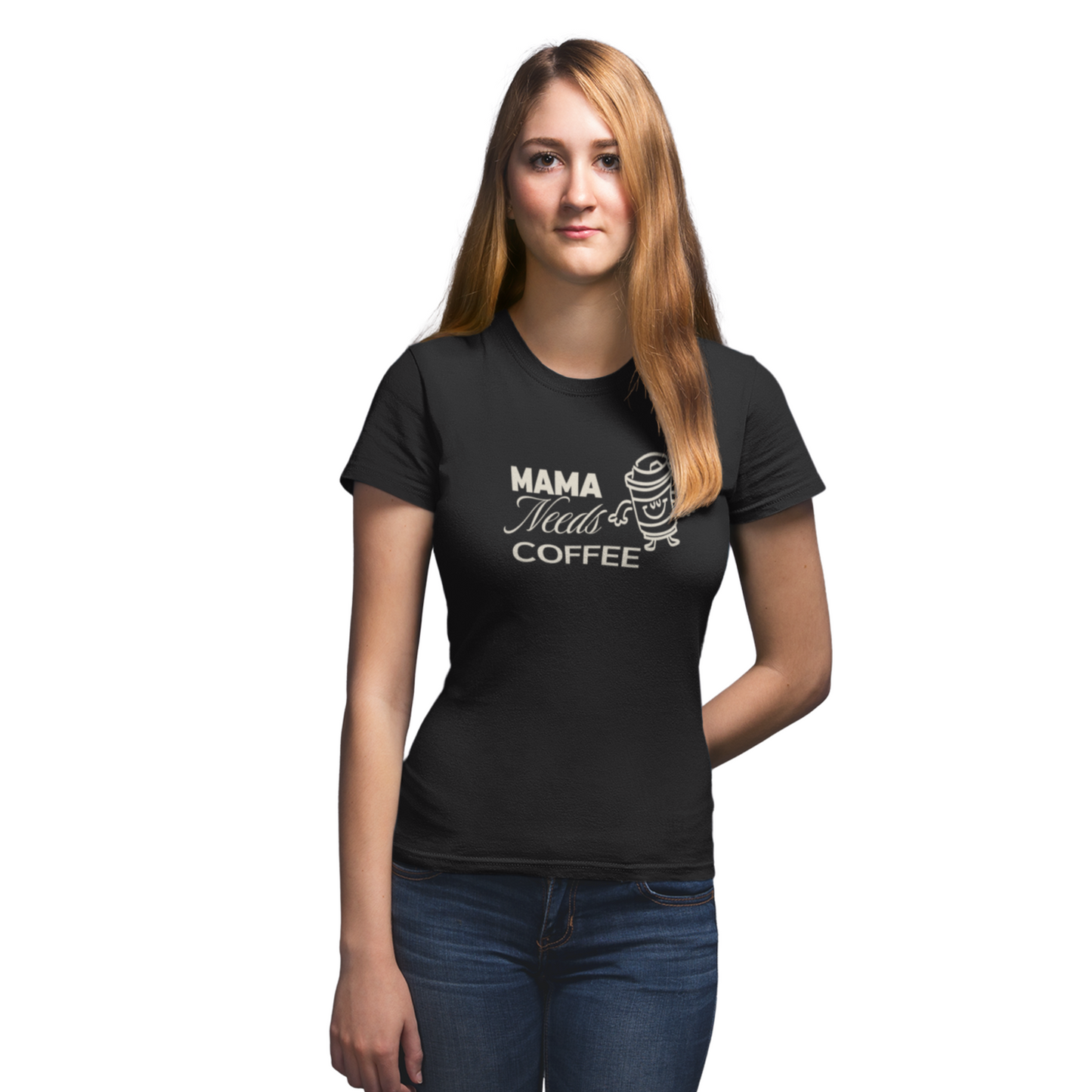 Mama Needs Coffee Women's Graphic T-Shirt | Funny Mom Coffee Lover Tee