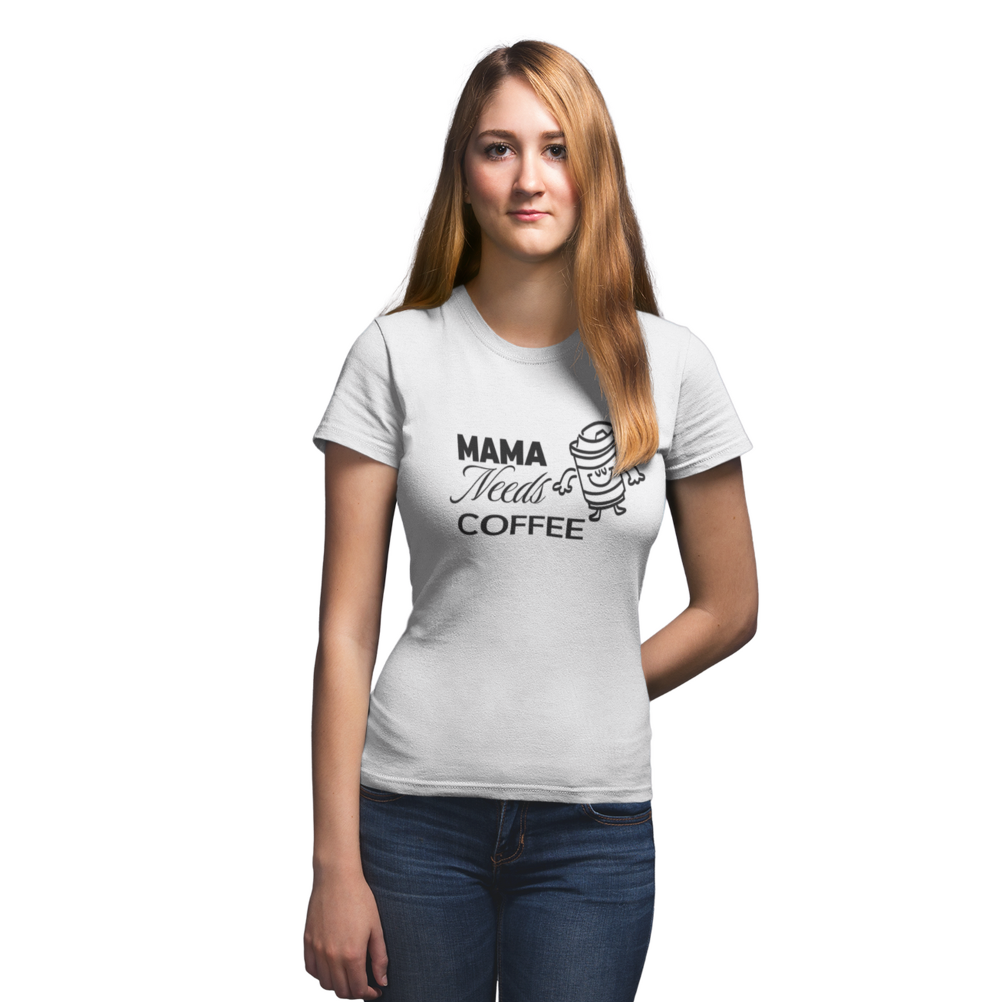 Mama Needs Coffee Women's Graphic T-Shirt | Funny Mom Coffee Lover Tee